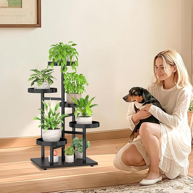 iDavosic.ly 5 Tier Plant Stand Indoor, Tiered Corner Metal Wood Multiple Flower - Image 2