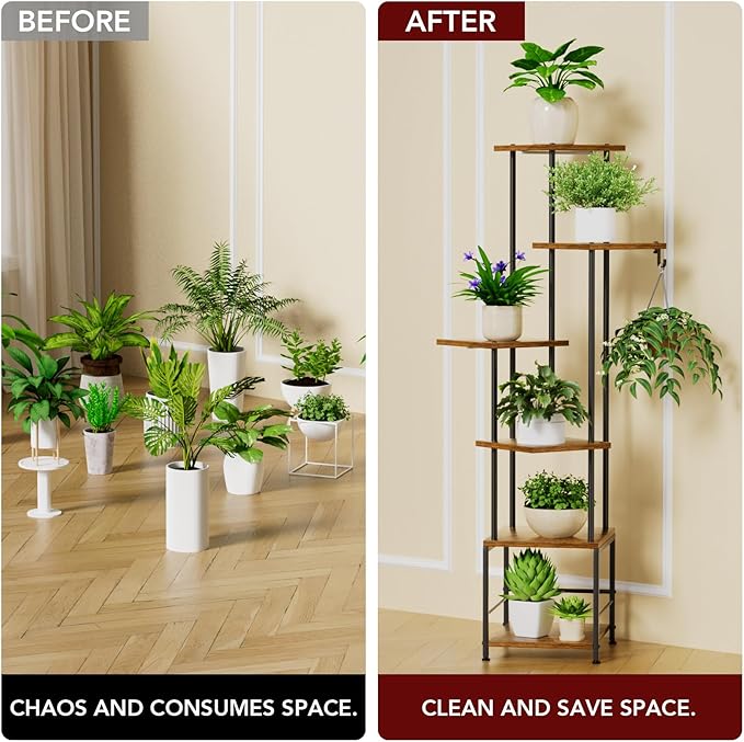 Plant Stand Indoor with Grow Light, 6-Tiered Tall Plant Stand Indoor, Metal - Image 5