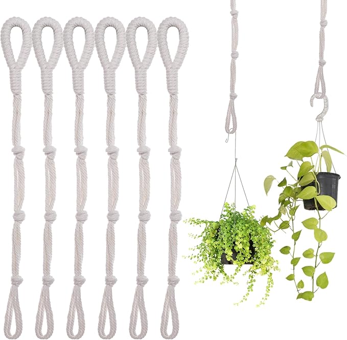 SUMERSHA 6 Pack Adjustable Macrame Plant Hanger Extenders Rope Handmade Woven by SUMERSHA