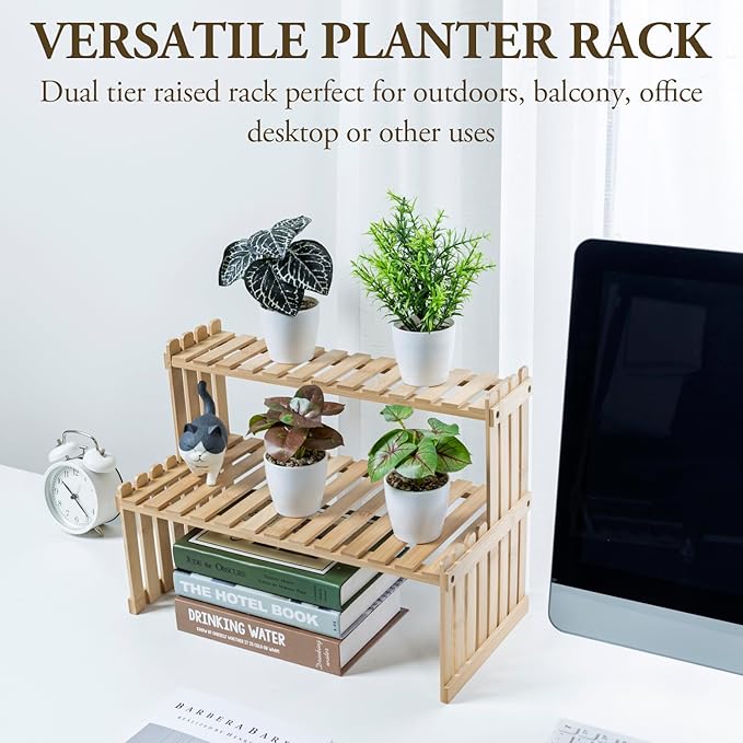 MyGift Natural Bamboo Indoor Plant Stand - Image 2