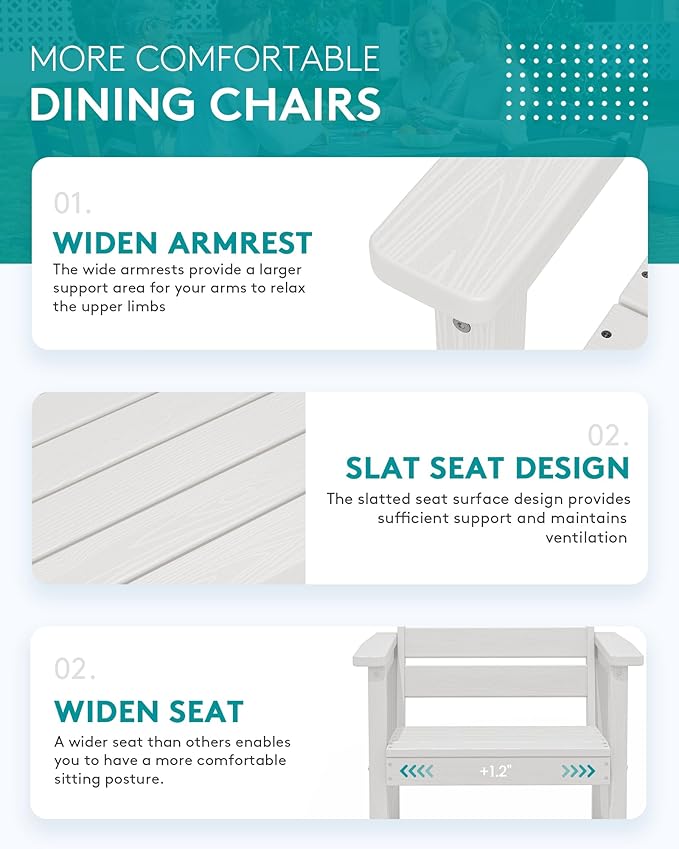 SERWALL 7-Piece Patio Dining Sets, All Weather HDPE Outdoor Furniture Set - Image 6