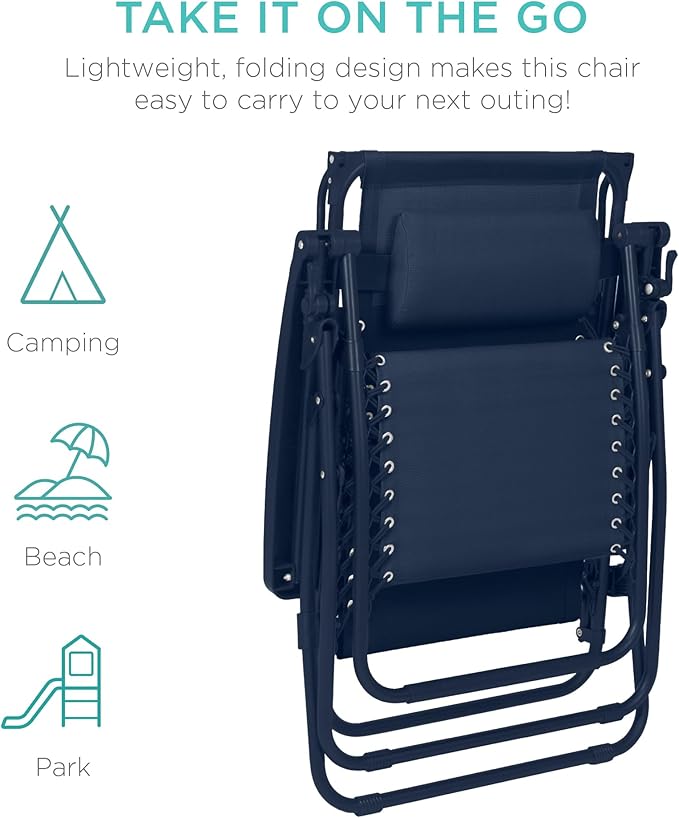 Best Choice Products Folding Zero Gravity Outdoor Recliner Patio Lounge Chair - Image 7