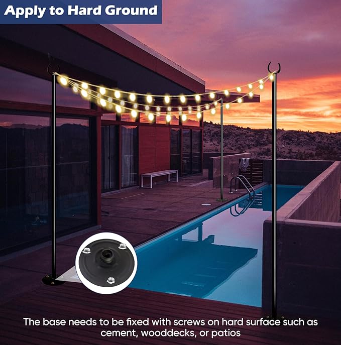 10FT String Light Poles for The Outdoor, Heavy Duty Metal Lighting Stand Pole - Image 6