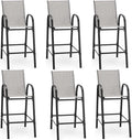 HOMREST Outdoor Bar Height Stools Set of 6, High Back Patio Chairs by HOMREST
