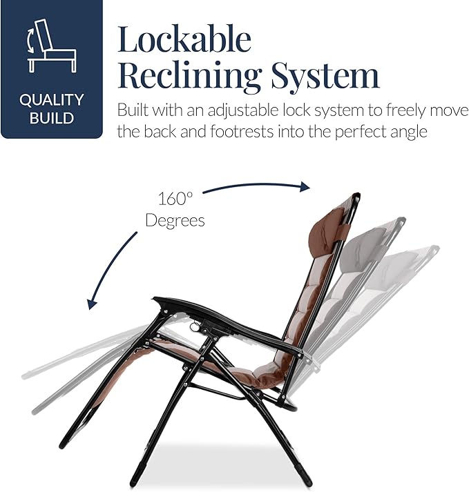Best Choice Products Oversized Padded Zero Gravity Chair, Folding Outdoor Patio - Image 7