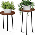 Plant Stand Indoor 2 Pack: Plant Table 14''&20'' Wooden & Metel Heavy Duty by SAKSUNFORYOU