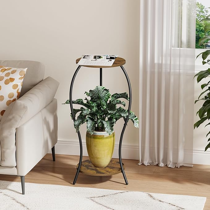 Plant Stand Indoor, 2 Tier Round Tall Plant Stand, Flower Pot Stand, Plant - Image 4