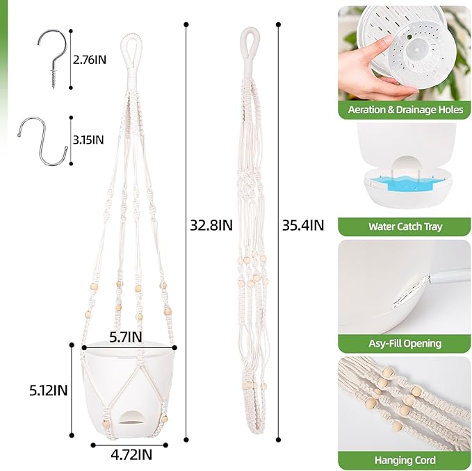2-Pack 5.7-Inch Self-Watering Hanging Planters - Image 5
