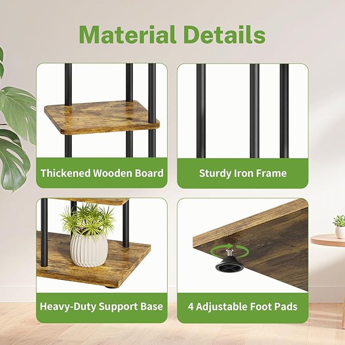 iDavosic.ly 5 Tier Plant Stand Indoor, Tiered Corner Metal Wood Multiple Flower - Image 3