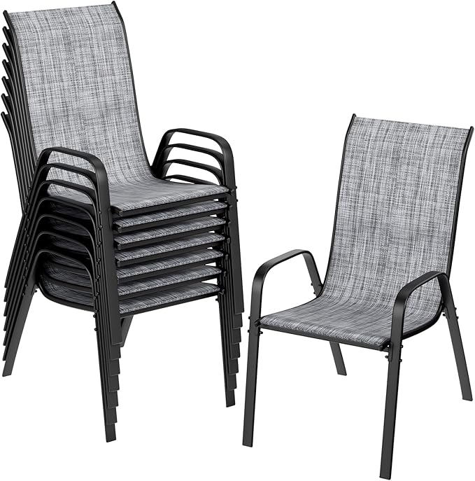 TLSUNNY Patio Chairs, Stackable Textilene Outdoor Dining Furniture by TLSUNNY