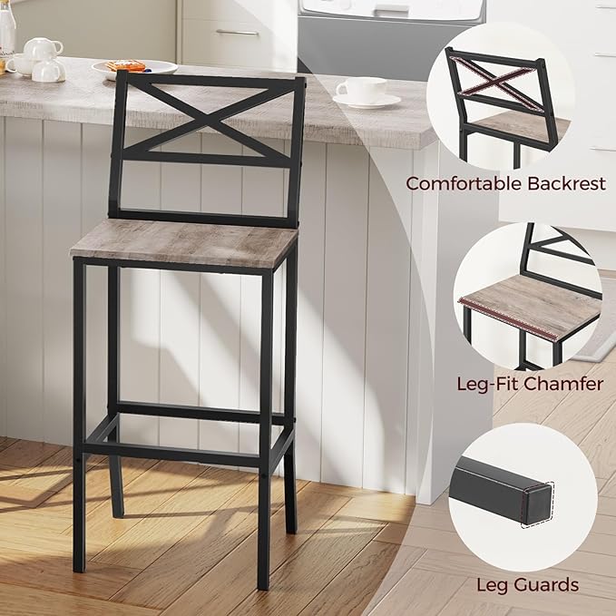 Bar Stools, Kitchen Breakfast Bar Chairs, Easy Assembly, - Image 5