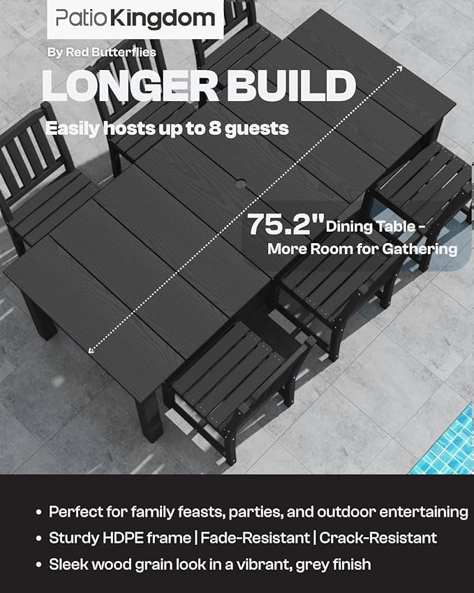 7-Piece Black Outdoor Dining Set - Image 2
