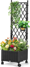 Planter Box with Trellis, 4ft Tall Self-Watering Plastic Raised Garden Beds and by follook