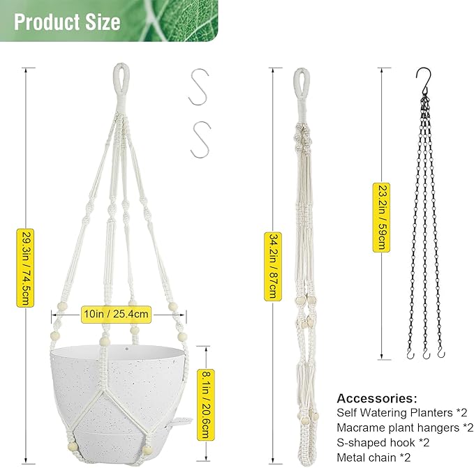 10 inch Self Watering Hanging Planters, 2 Pack Hanging Baskets - Image 3
