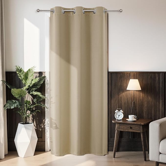 Joydeco Blackout Door Curtain for Doorway Privacy 80 Inches Long, Grommet by JOYDECO