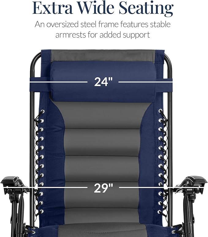 Best Choice Products Oversized Padded Zero Gravity Chair, Folding Outdoor Patio - Image 4