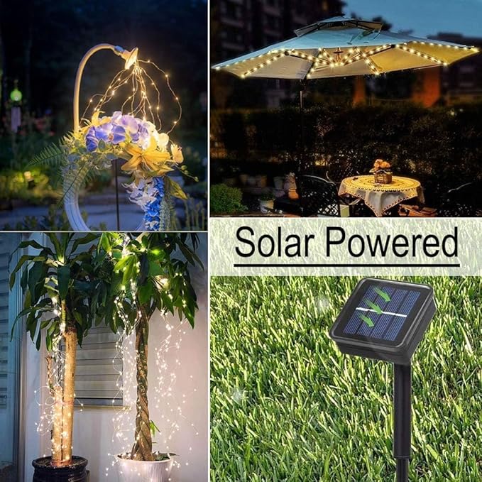ZNYCYE Solar Waterfall Fairy Bunch Lights Outdoor Waterproof 200LEDs 8 Modes - Image 2