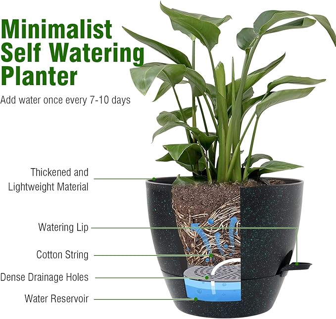 12 inch Large Self Watering Pots, Plant Pots - Image 4