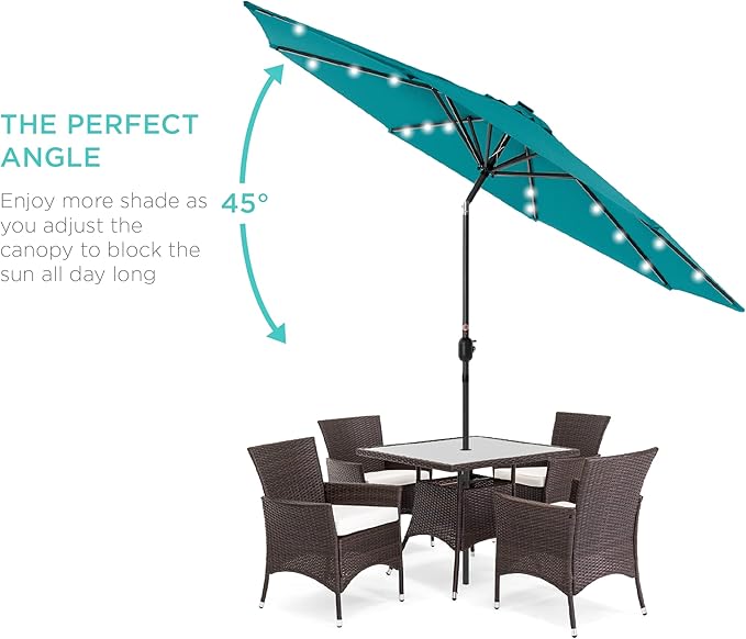 Best Choice Products 10ft Solar Polyester LED Lighted Patio Umbrella w/Tilt - Image 2