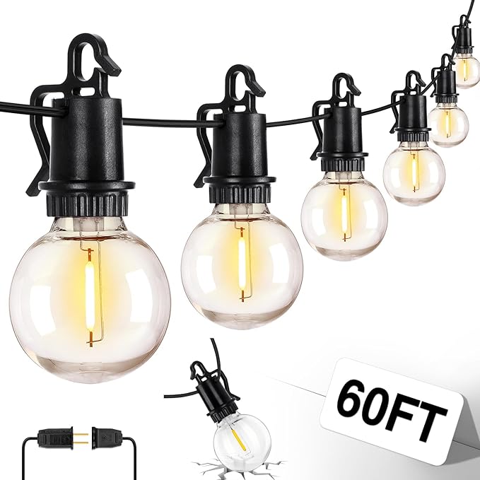 ZJOJO 60FT Outdoor String Lights, G40 Globe Outdoor Lights by ZJOJO