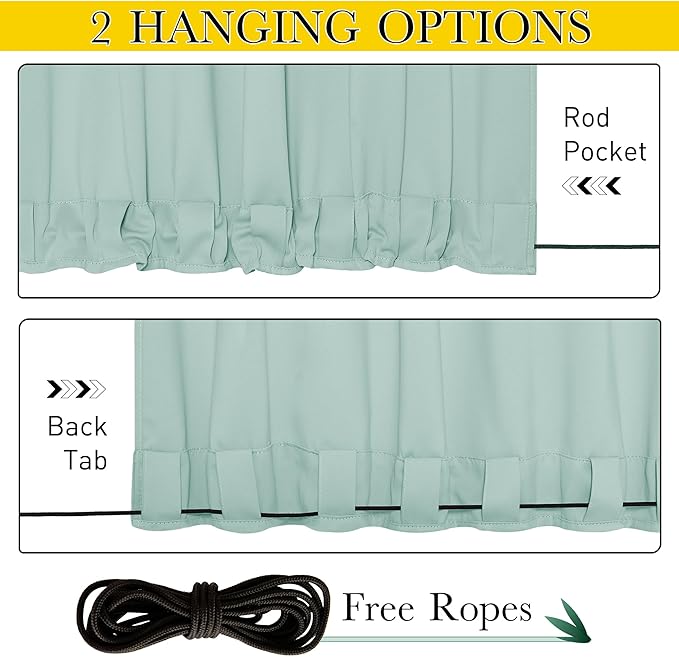 NICETOWN 2 Panels Waterproof Outdoor Curtains Fixed Grommet & Back Tab on Top & - Image 2