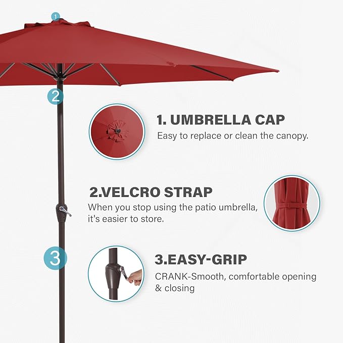MEWAY 12ft Patio Umbrella Outdoor Table Umbrellas - Image 6