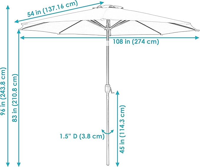 Sunnydaze Outdoor Patio Umbrella - Image 5