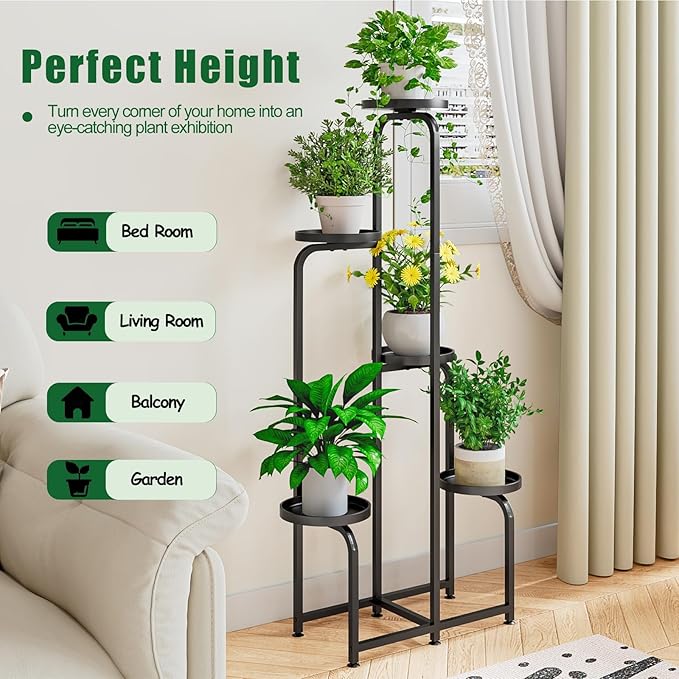 Plant Stand Indoor Outdoor 5 Tier Metal Plant Shelf - Image 2