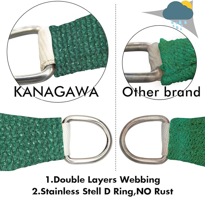 KANAGAWA 12'X14' Dark Green Custom Size Sun Shade Sail Rectangle UV Block - Image 5