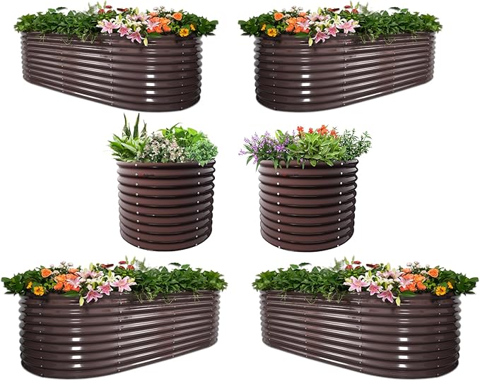 A ANLEOLIFE Set of 6, 30 Inch Extra Tall Galvanized Raised Garden Beds Kit by AAnleolife