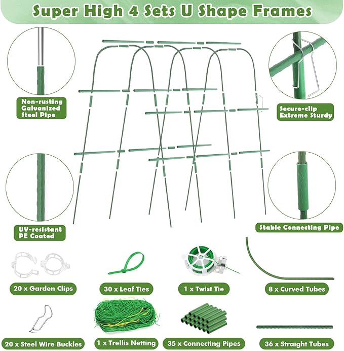 Cucumber Trellis for Raised Beds, 63 x 45 Inch U-Shaped Garden Trellis for - Image 2