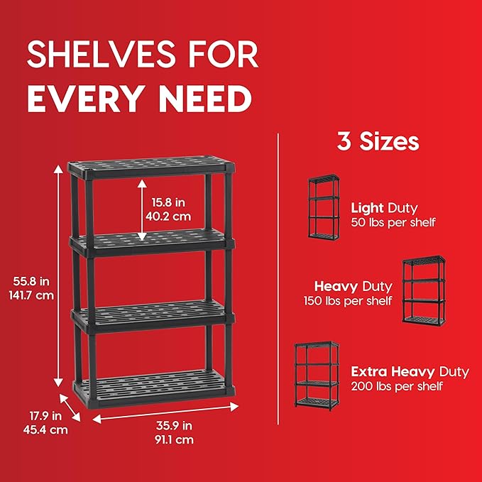 IRIS USA 4-Shelf Heavy Duty Plastic Storage Shelves, 600lb Capacity, Large - Image 3