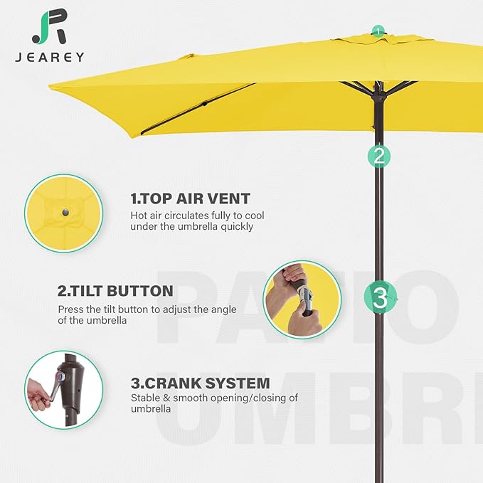 JEAREY 6.5x10 ft Rectangular Patio Umbrellas Outdoor Market Umbrella - Image 7