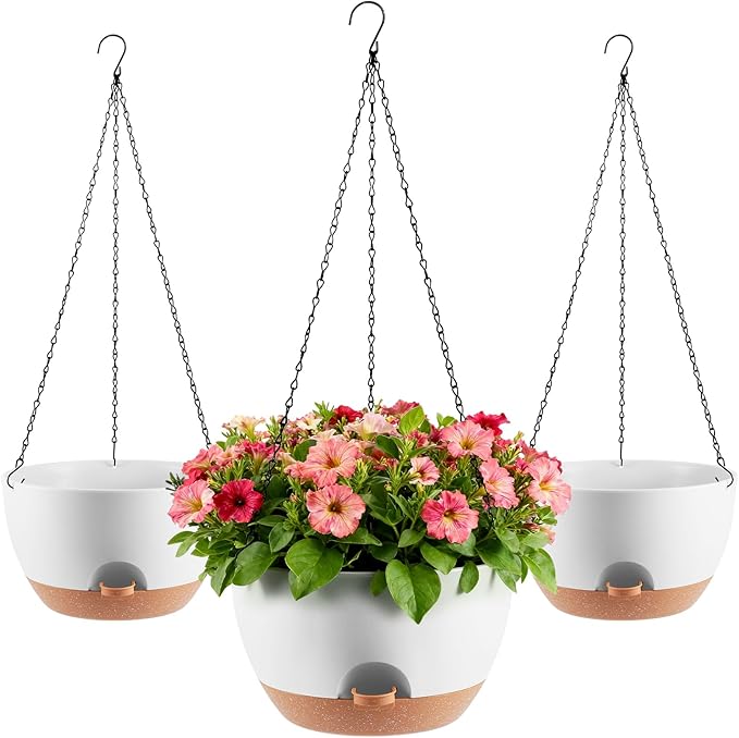 3-Piece Set of 10-Inch Hanging Planters by Unknown
