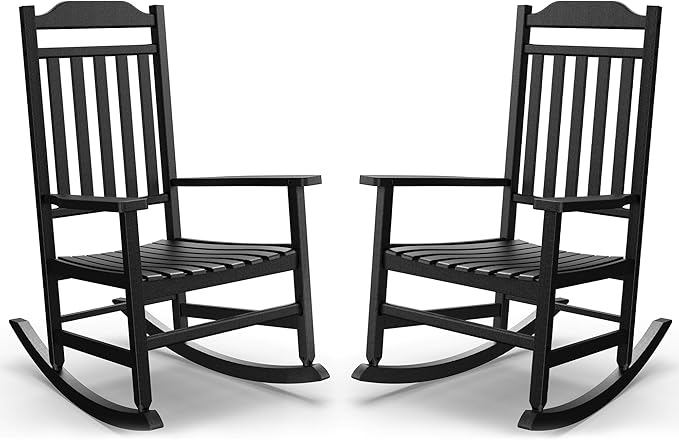 Patio Rocking Chair Outdoor Set of 2, Weather Resistant Poly Resin Oversized by GYMHILL