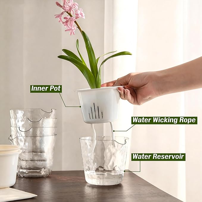 InmeRun Plant Pots Indoor Plastic Flower Pots Outdoor 5 inch Set of 6 Pack - Image 4