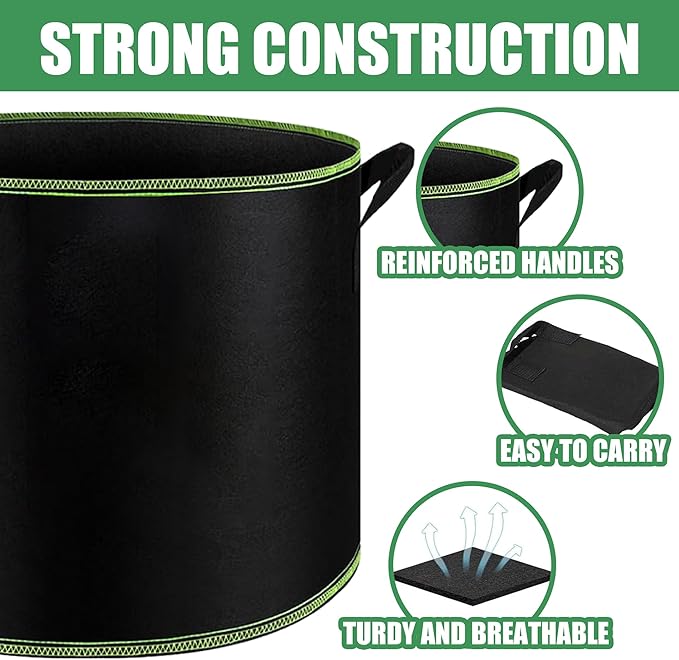 2-Pack 30 Gallon Plant Grow Bags, Thickened Nonwoven Fabric Pots - Image 4