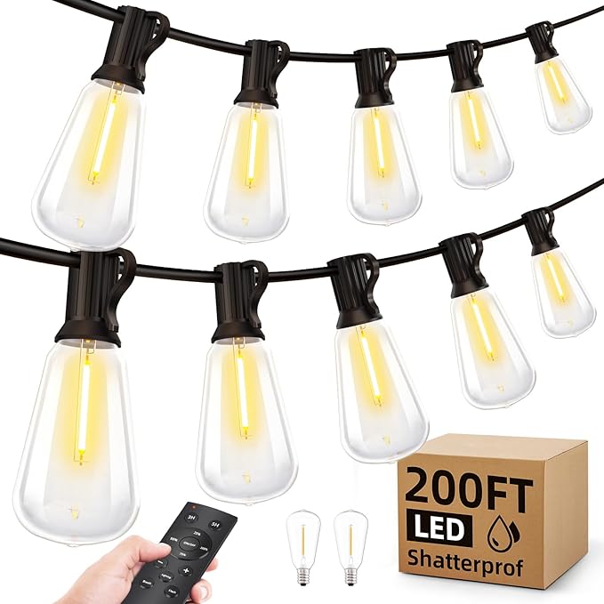 Outdoor String Led Patio Lights - 200Ft 60M Outside Waterproof Light by MGVIH