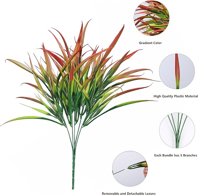 Ivydale 12Pcs Fake Plants Outdoor Artificial Plastic Grass Spring Decoration UV - Image 8