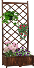Anraja Raised Garden Bed with Trellis Wooden Planter Box Outdoor Wood Privacy by Anraja