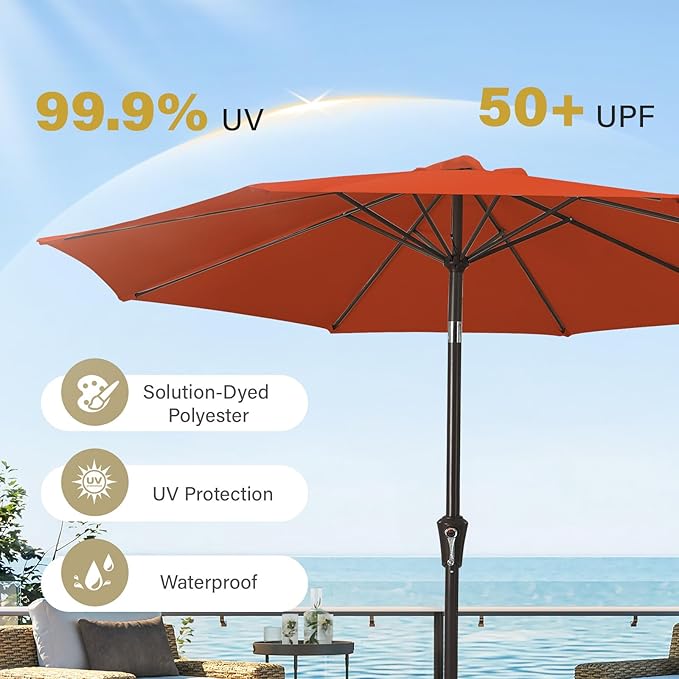 MEWAY 9ft Patio Umbrella Outdoor Table Umbrellas - Image 5