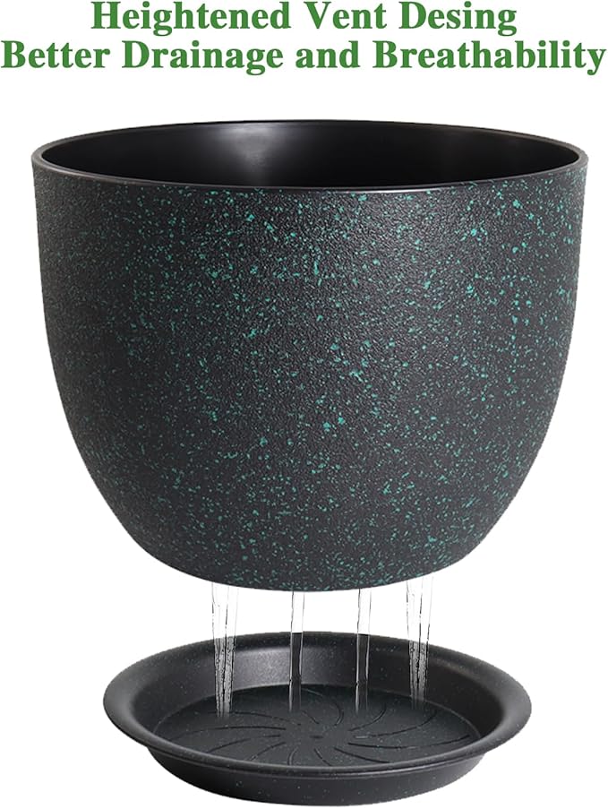 12inch Large Plant Pot, Modern Plastic Planter - Image 3