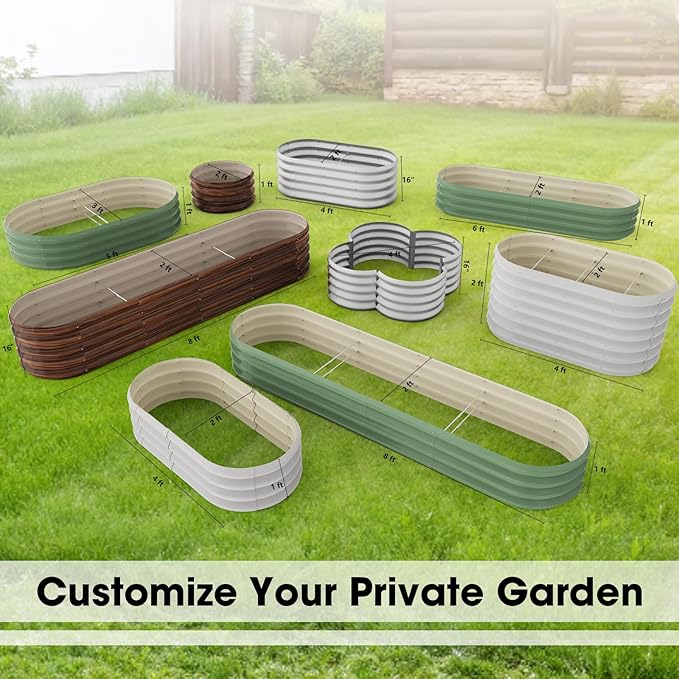 4x2x1ft Oval Galvanized Raised Garden Bed Outdoor 9-in-1 Large Metal Modular - Image 6