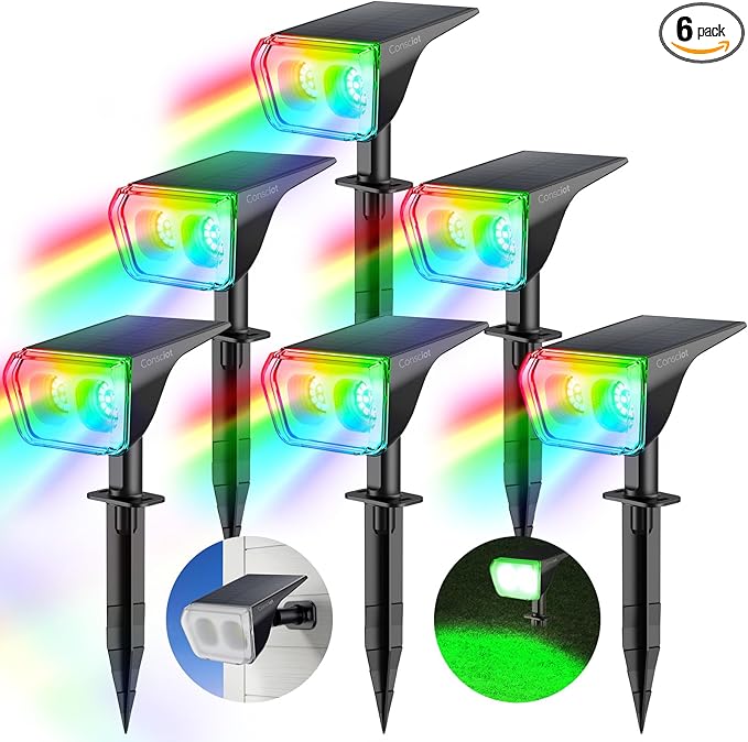 Consciot Solar Spot Lights Outdoor, Christmas Color Changing Lights Waterproof by Consciot