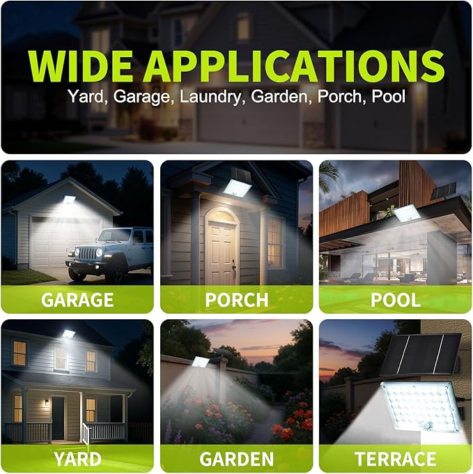 184 LED Solar Lights Outdoor, Waterproof Solar Motion Sensor Flood Lights - Image 7