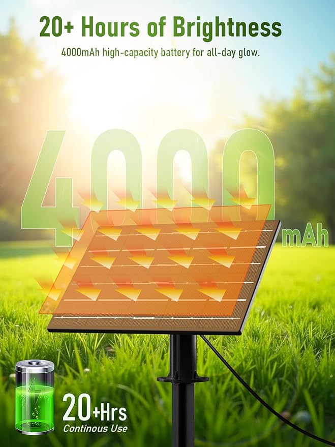 luckystyle 100FT Solar String Lights Outdoor Waterproof 2200K - Image 4