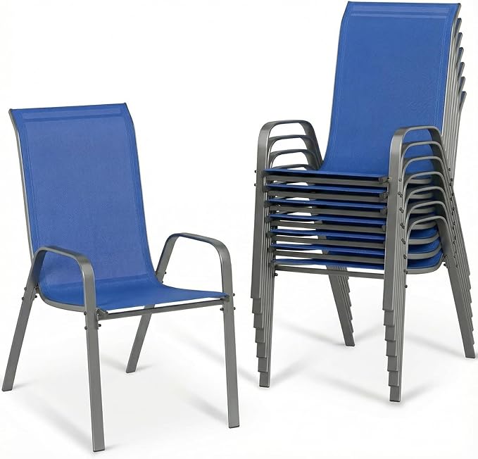 MAMIZO Patio Dining Chairs, Stackable All Weather Teslin Chair, Heavy Duty by MAMIZO