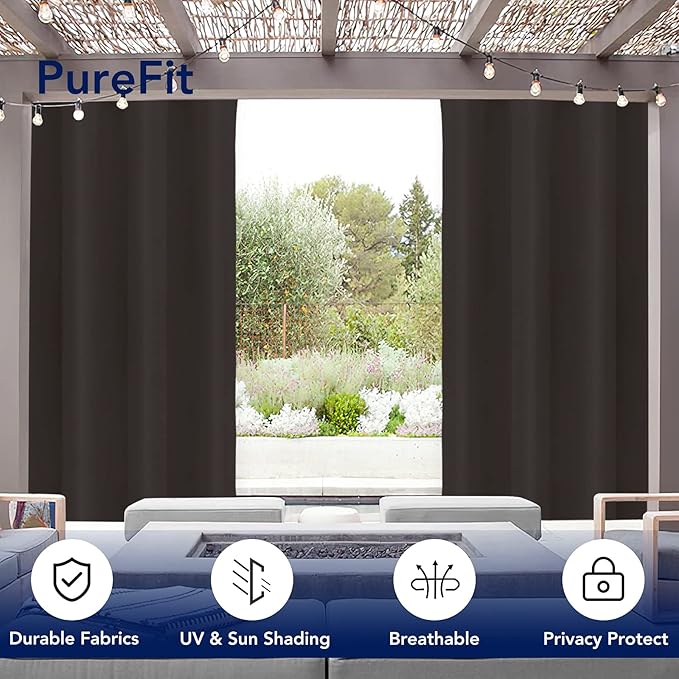 PureFit Outdoor Curtains for Patio Waterproof Weatherproof, UV and Fade - Image 3
