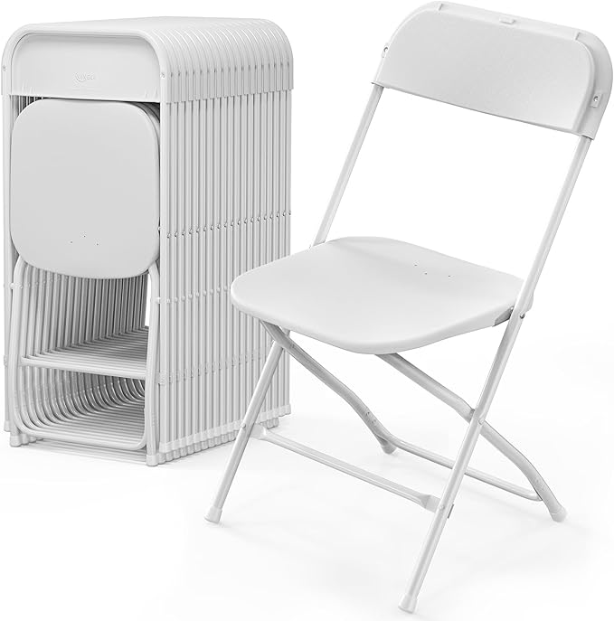 VINGLI 20 Pack White Plastic Folding Chair, Indoor Outdoor Portable Stackable by VINGLI