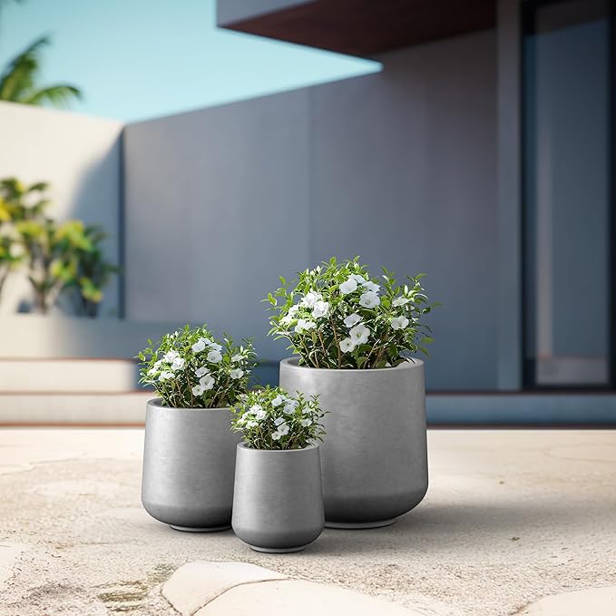 Kante 15.3"+11.6"+8.2" Dia Round Concrete Planter, Large Outdoor Indoor Planter - Image 6